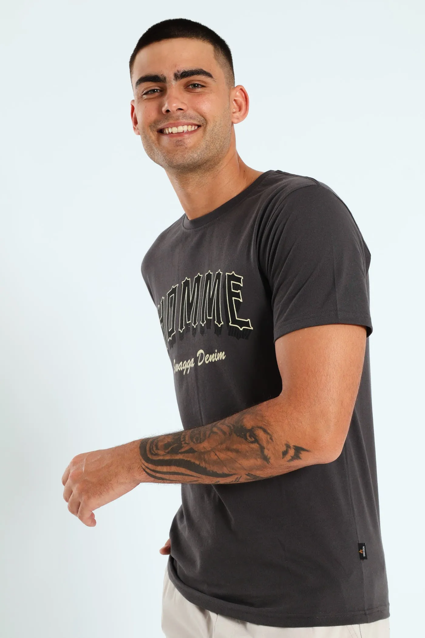 Short Sleeve Basic Print T-Shirt - Charcoal sold by Edgars product image thumbnail 2