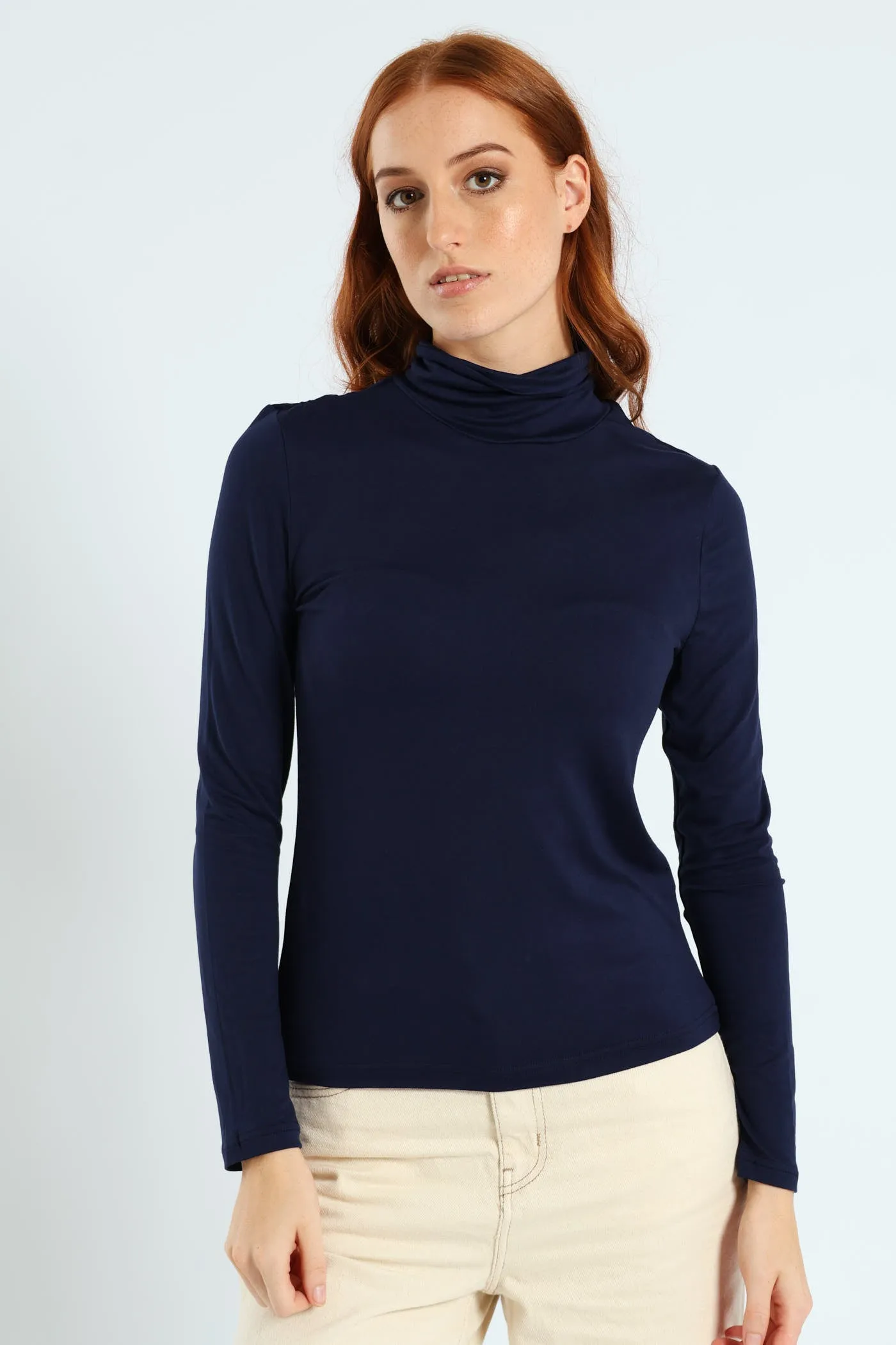 Long Sleeve Basic Poloneck - Navy sold by Edgars