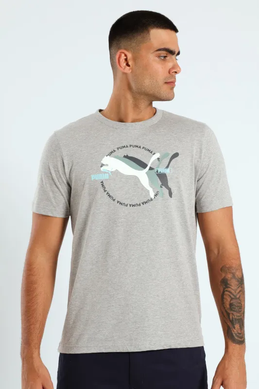 Graphics Multiple Cat Logo Tee - Light Grey sold by Edgars 