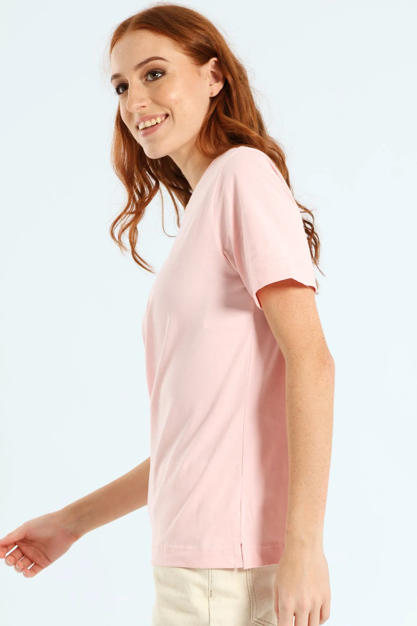 Cotton Rib Neck Boxy Tee - Light Pink sold by Edgars product image thumbnail 2