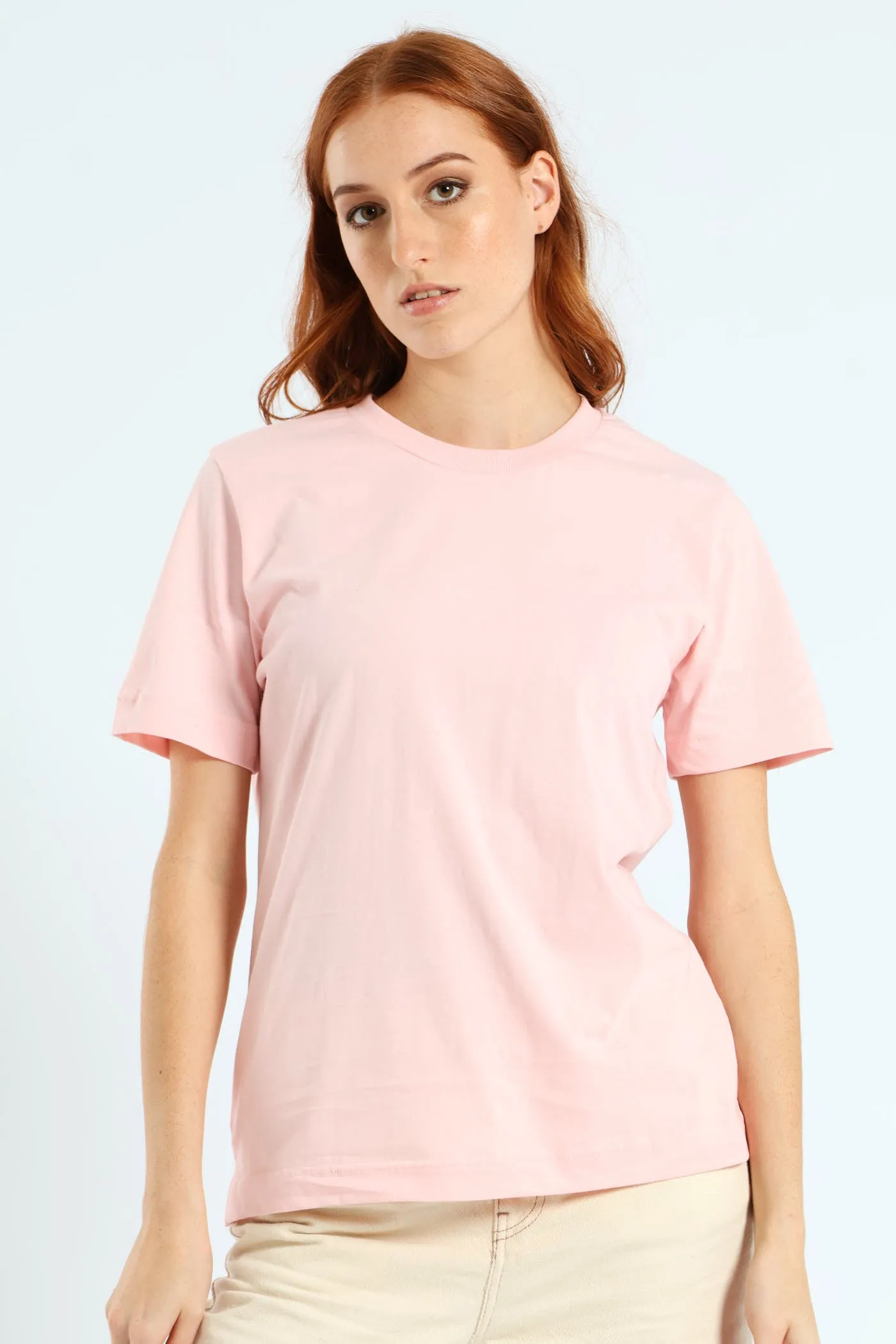 Cotton Rib Neck Boxy Tee - Light Pink sold by Edgars