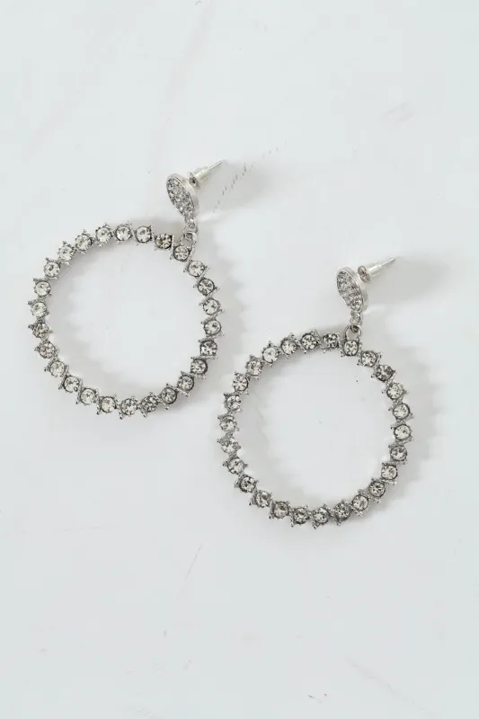 Round Stone Drop Earrings - Silver sold by Edgars