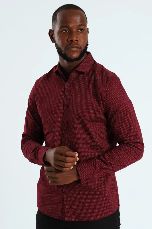 Slim Spot Shirt - Burgundy sold by Edgars 