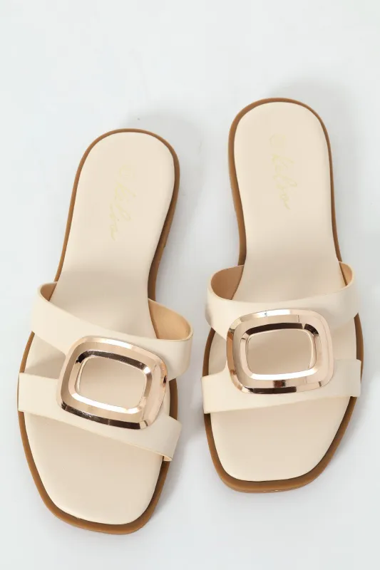 Oval Trim Single Band Mule Sandal - Off White sold by Edgars