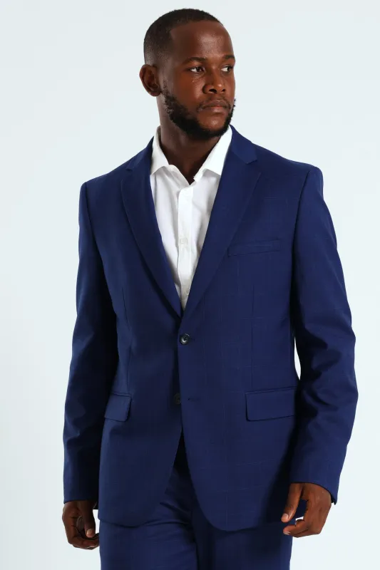 Regular Check Suit Jacket - Royal Blue sold by Edgars