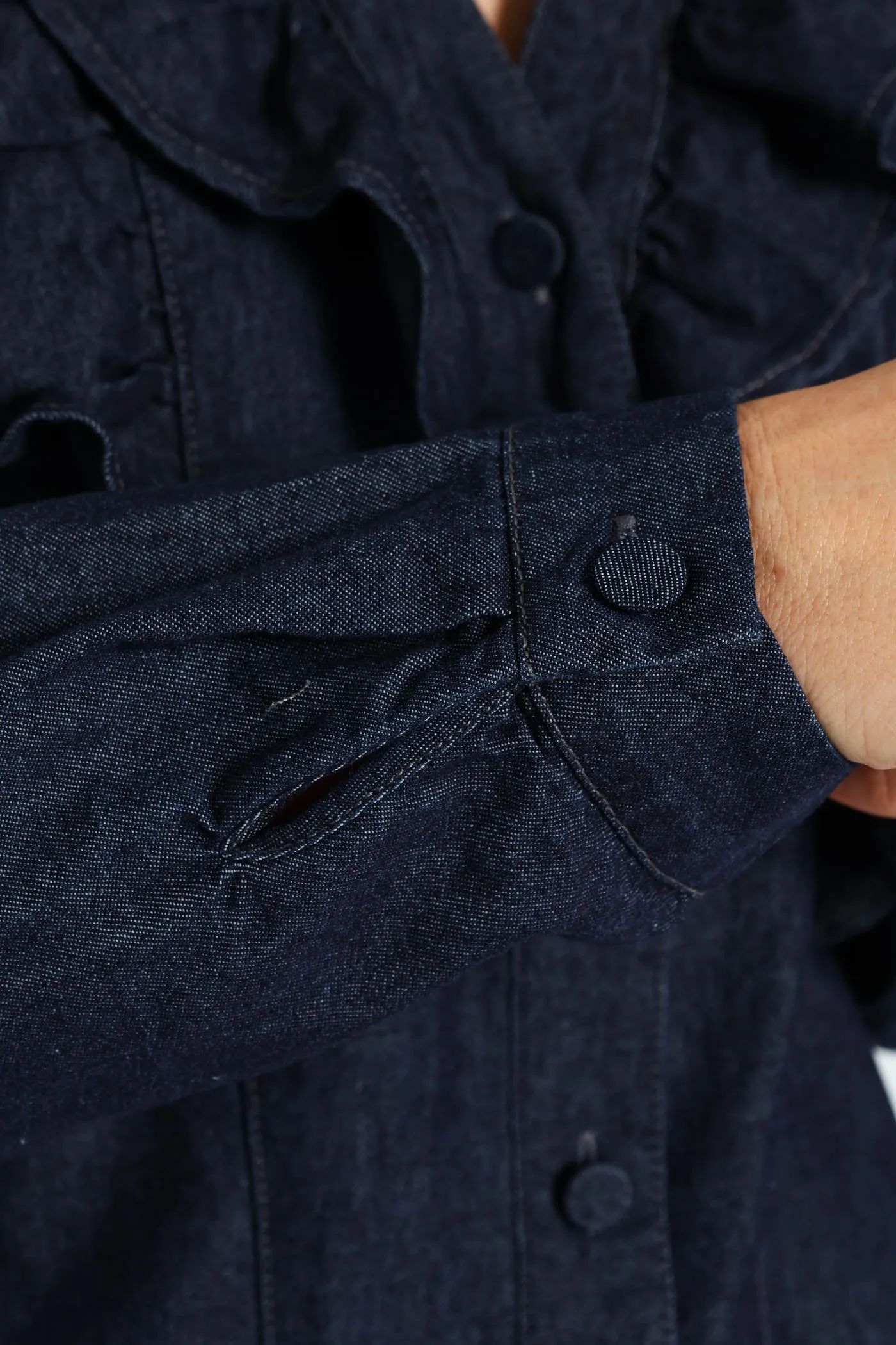 Long Sleeve Denim Frill Button Through Shirt - Ink sold by Edgars product image thumbnail 3