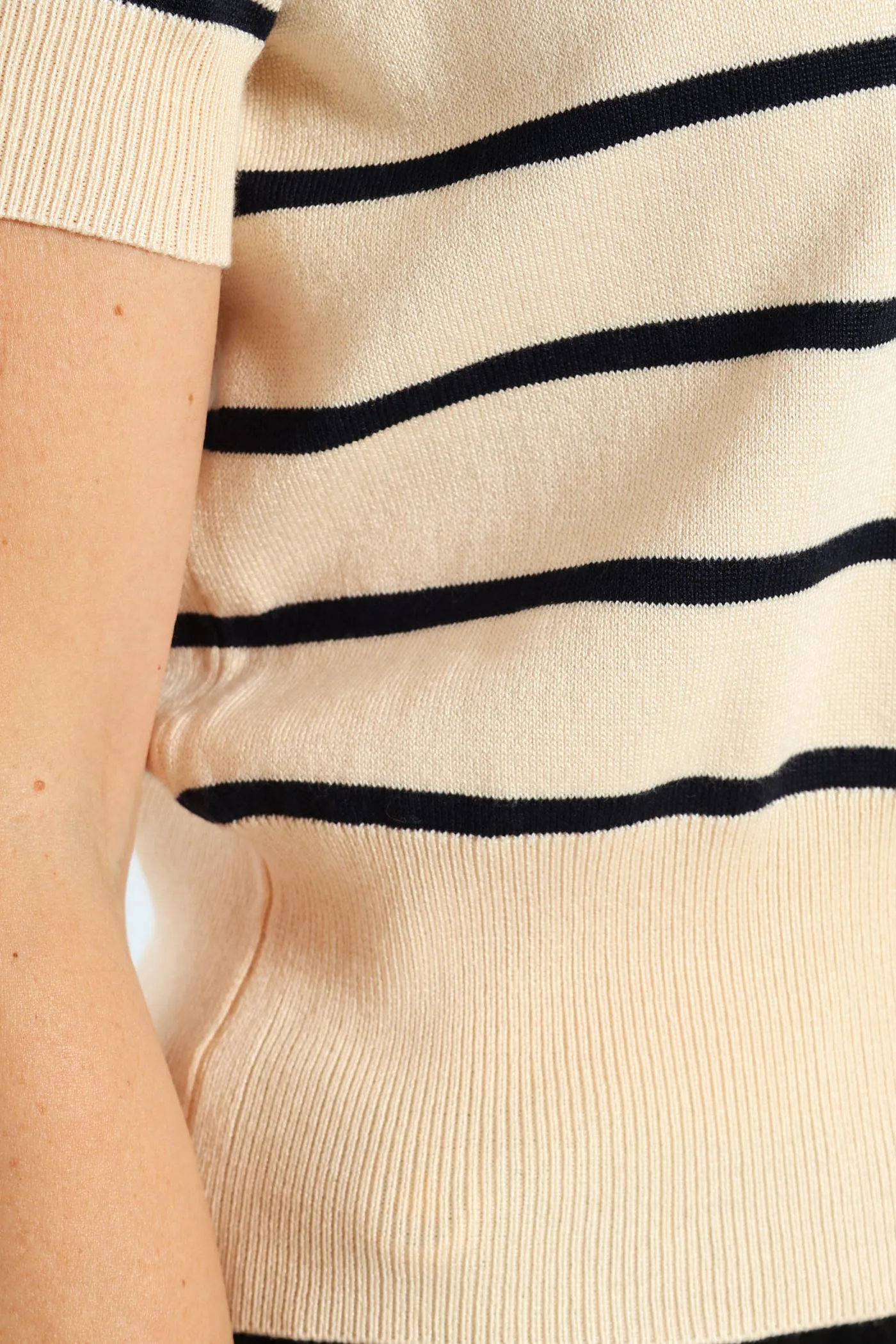 Short Sleeve Narrow Striped Cardigan - Taupe sold by Edgars product image thumbnail 3