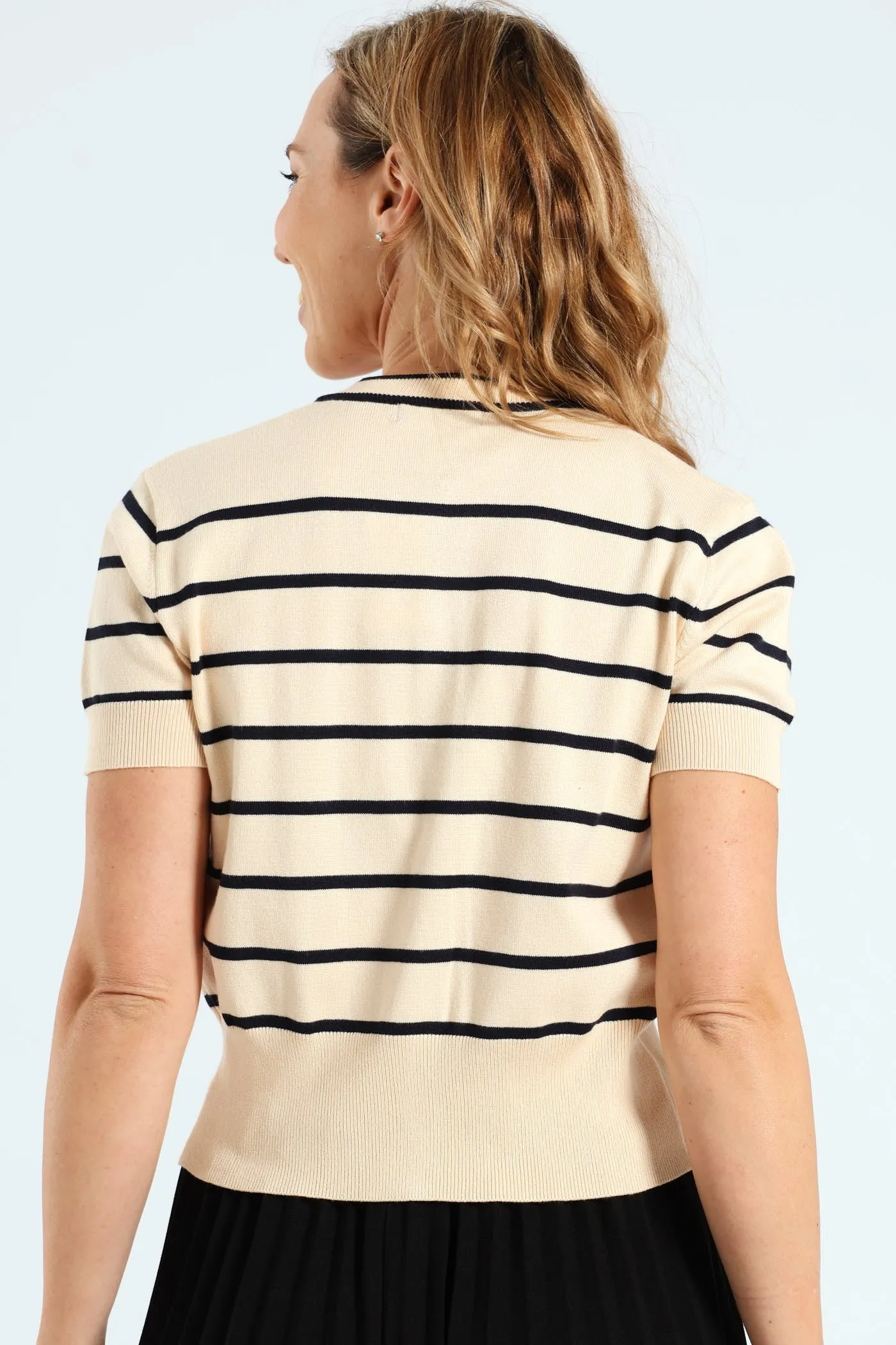 Short Sleeve Narrow Striped Cardigan - Taupe sold by Edgars product image thumbnail 5