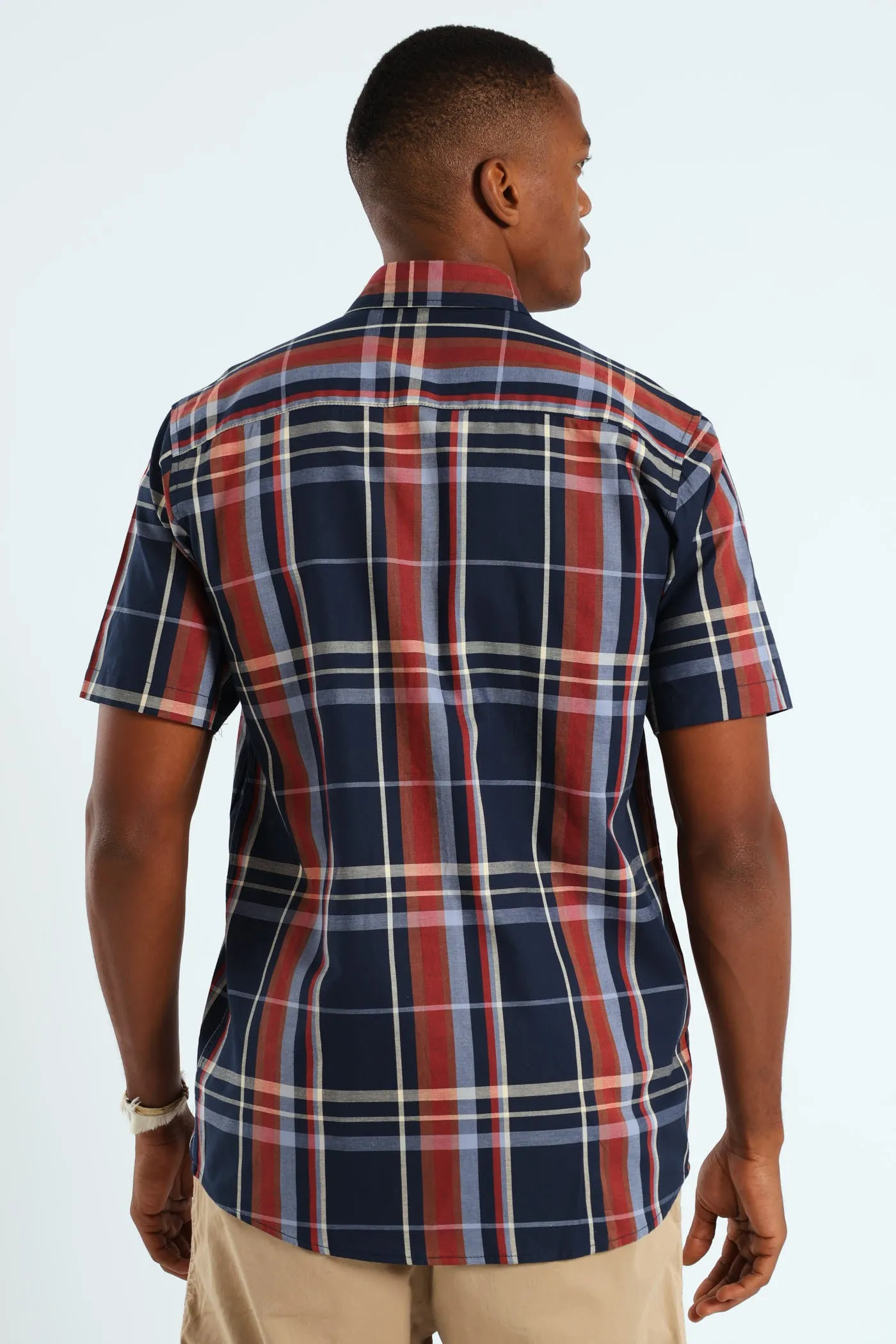 Windowpane Check Shirt - Navy/Steel Blue/Dark Red sold by Edgars product image thumbnail 4