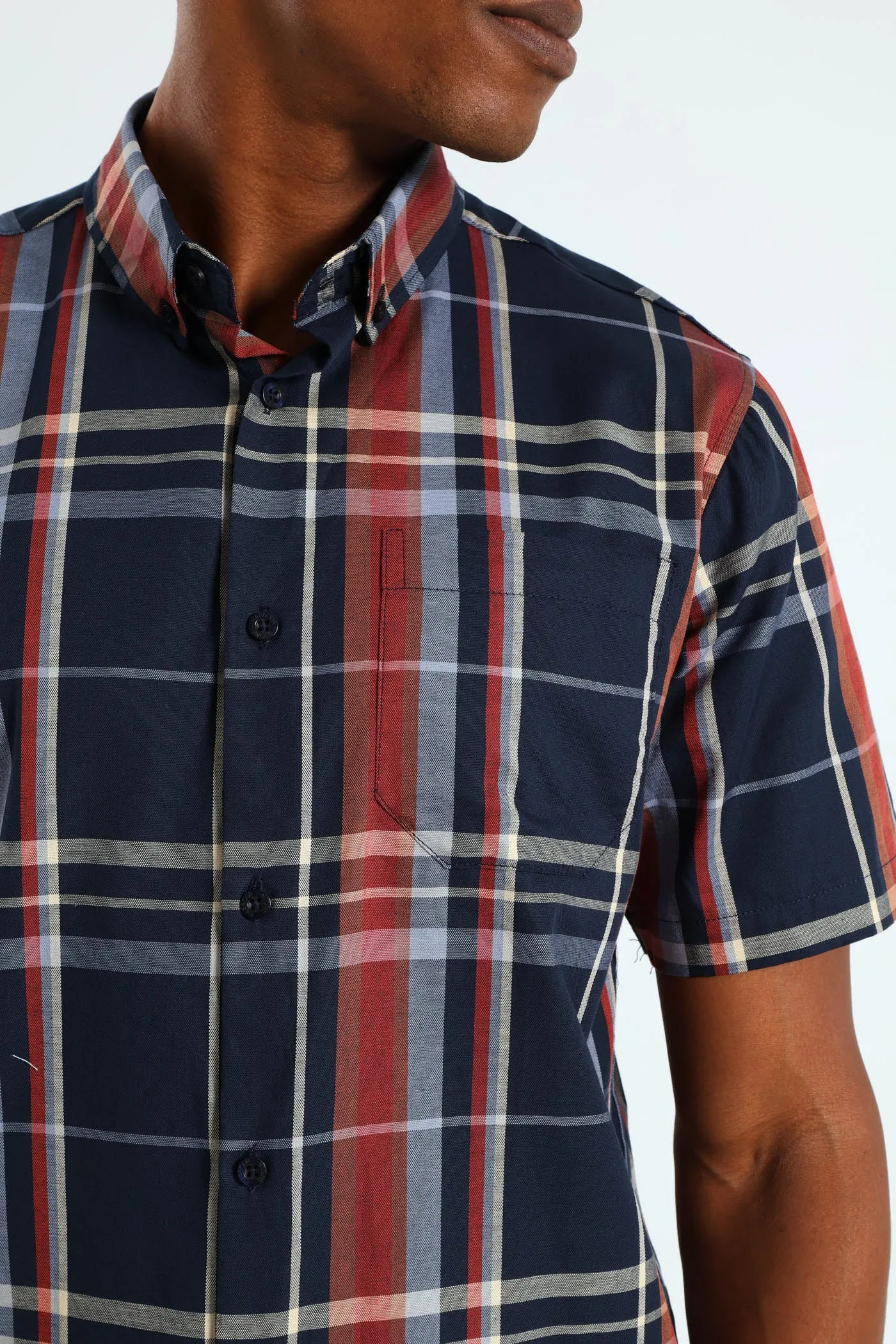 Windowpane Check Shirt - Navy/Steel Blue/Dark Red sold by Edgars product image thumbnail 2