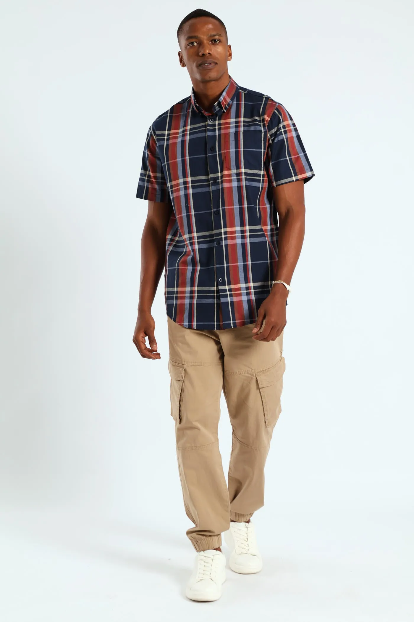 Windowpane Check Shirt - Navy/Steel Blue/Dark Red sold by Edgars product image thumbnail 5