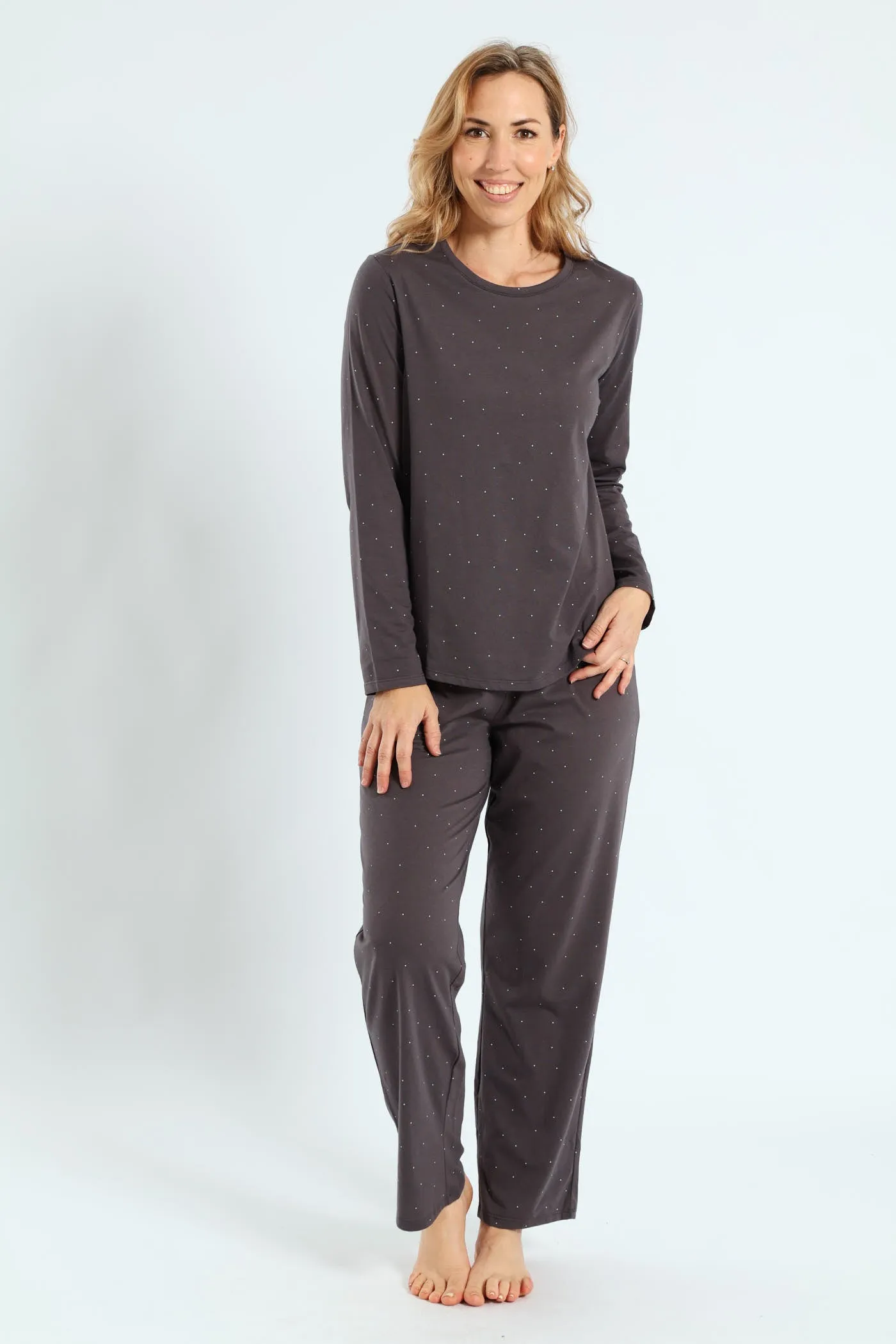 Long Sleeve Micro Spot Knit Tee - Charcoal sold by Edgars product image thumbnail 2