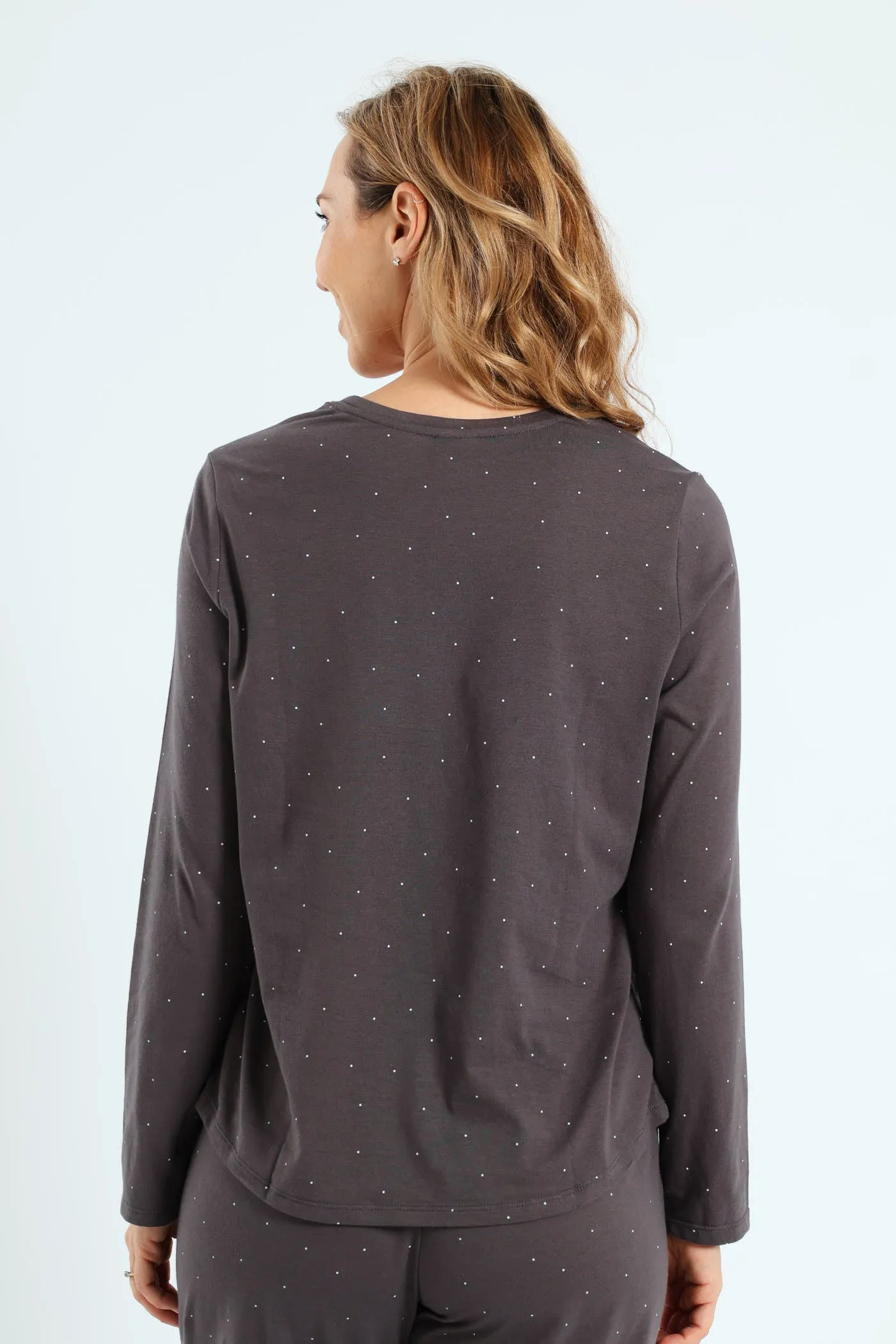 Long Sleeve Micro Spot Knit Tee - Charcoal sold by Edgars product image thumbnail 4