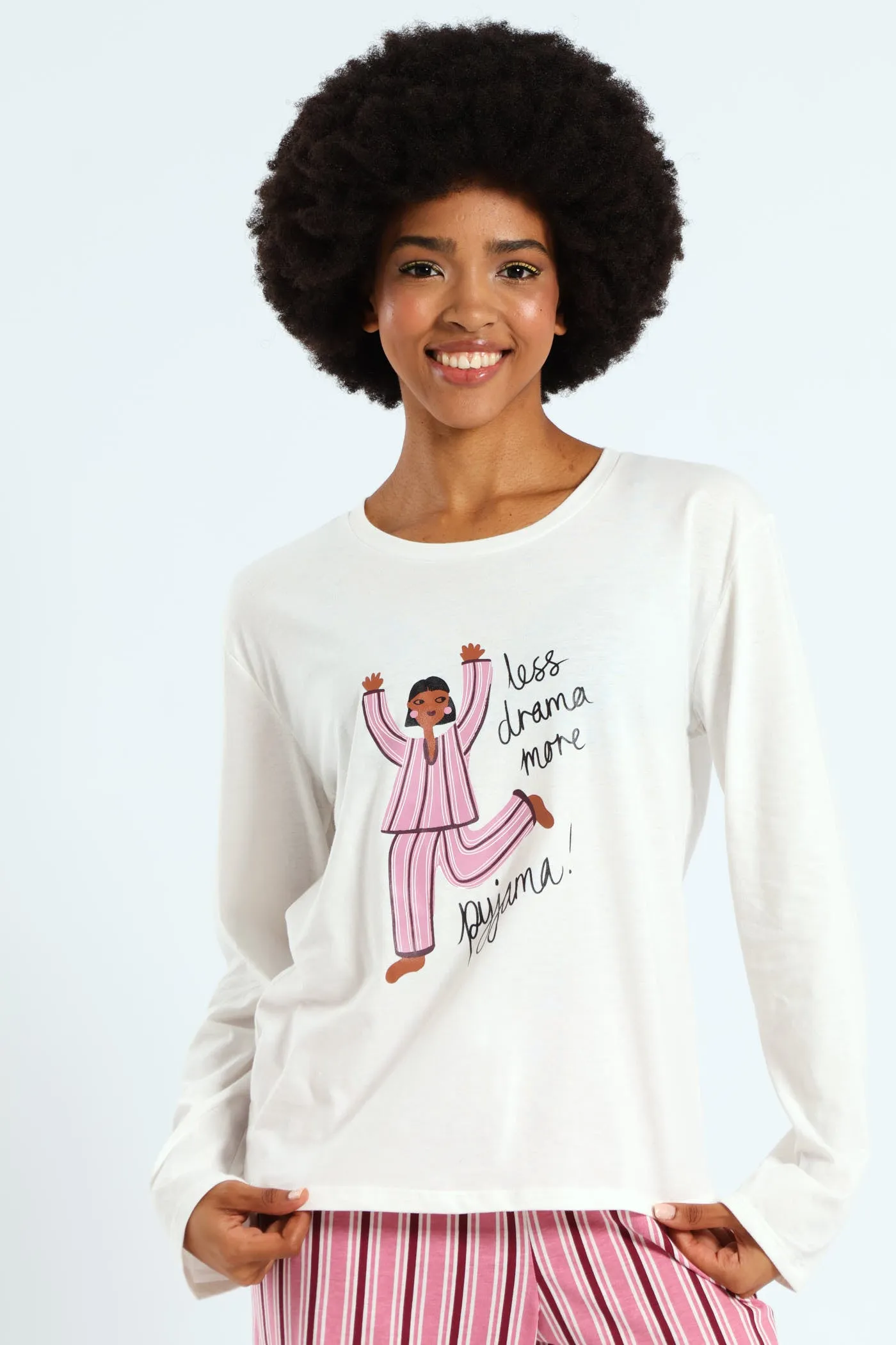 Long Sleeve Knit Tee - White sold by Edgars