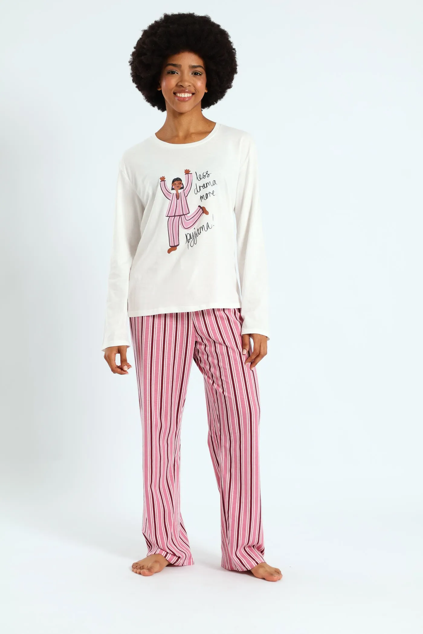 Knit Stripe Pant - White/Pink sold by Edgars product image thumbnail 2