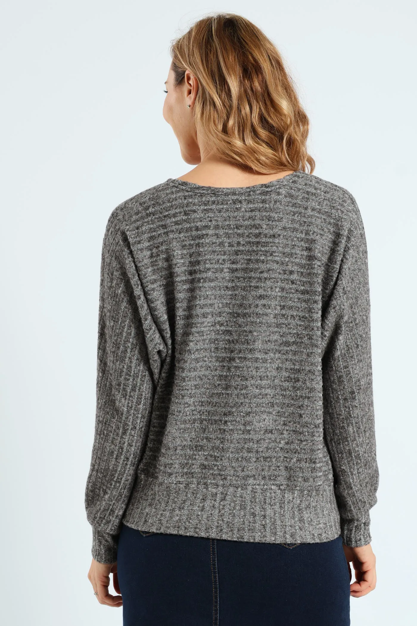 Long Sleeve Dolman Sleeve Ribbed Top - Grey Melange sold by Edgars product image thumbnail 4