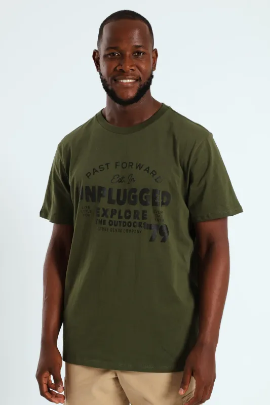 Unplugged Front Print Tee - Fatigue made by Edgars