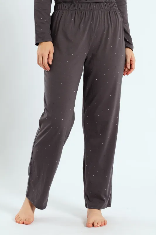 Micro Spot Knit Straight Leg Pant - Charcoal sold by Edgars
