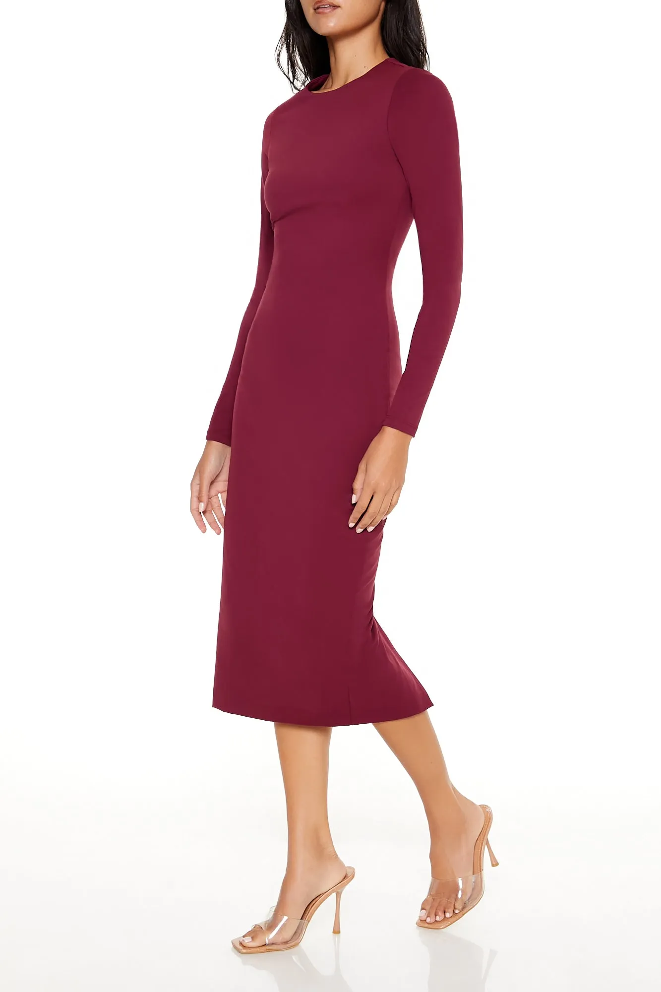 Long Sleeve Bodycon Midi Dress - Burgundy sold by Edgars product image thumbnail 3