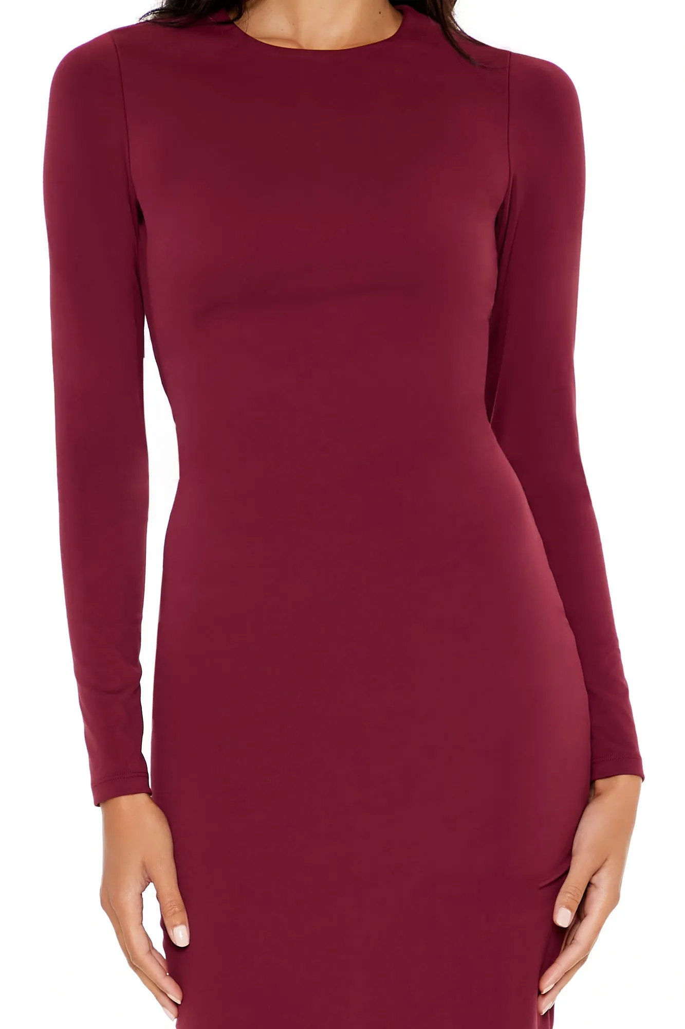 Long Sleeve Bodycon Midi Dress - Burgundy sold by Edgars product image thumbnail 5