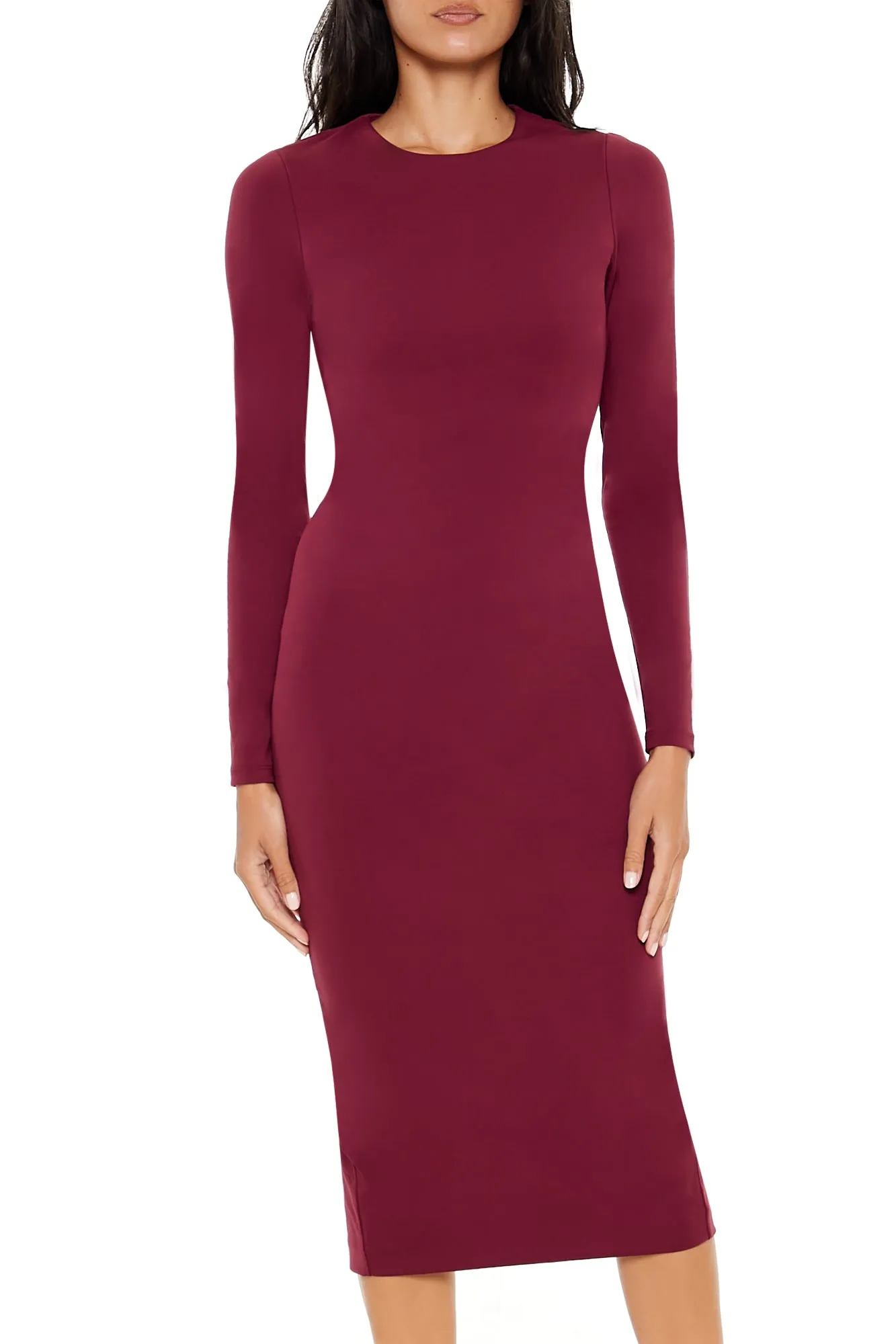 Long Sleeve Bodycon Midi Dress - Burgundy sold by Edgars product image thumbnail 2