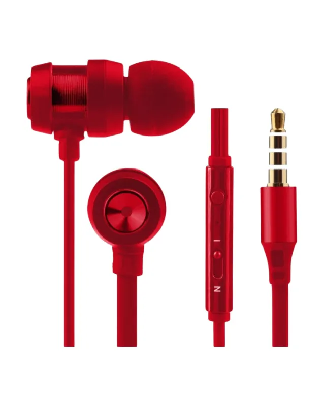 Alloy Series Metal Earphones with Mic Red sold by Edgars 