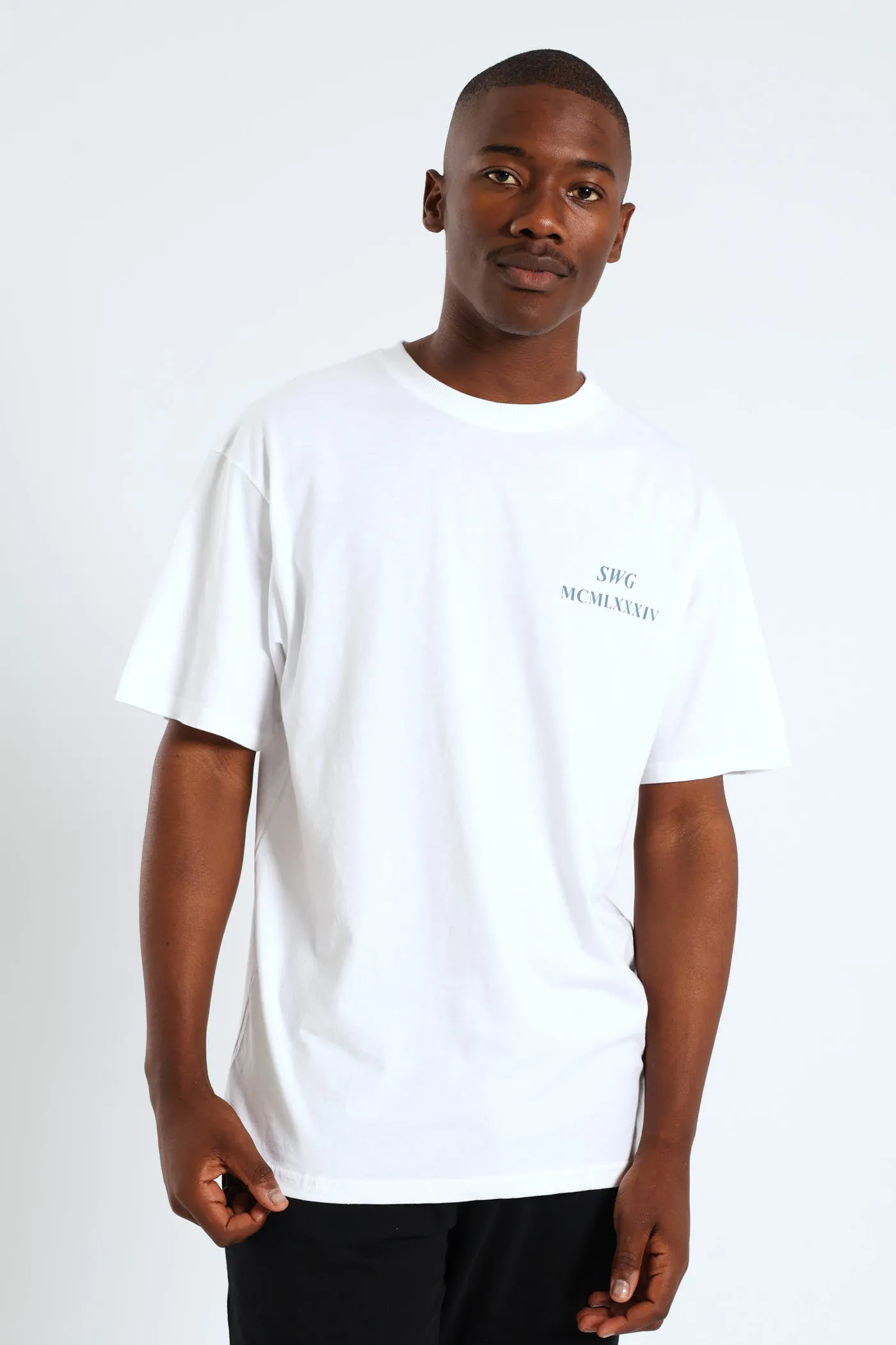 Back Print Homme Denim Tee - White sold by Edgars