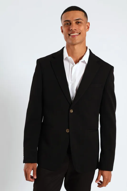 Textured Stretch Suit Jacket - Black sold by Edgars 