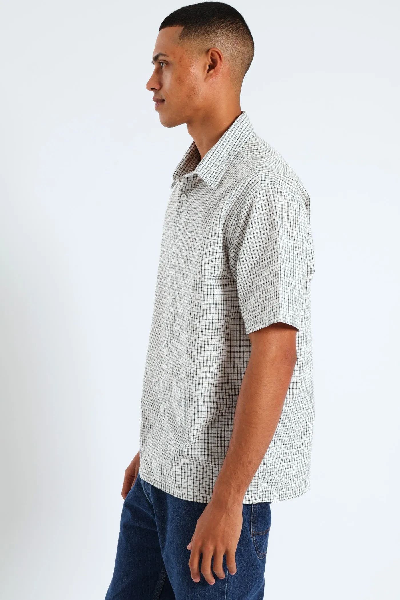 Short Sleeve Mini Check Shirt - Stone sold by Edgars product image thumbnail 3
