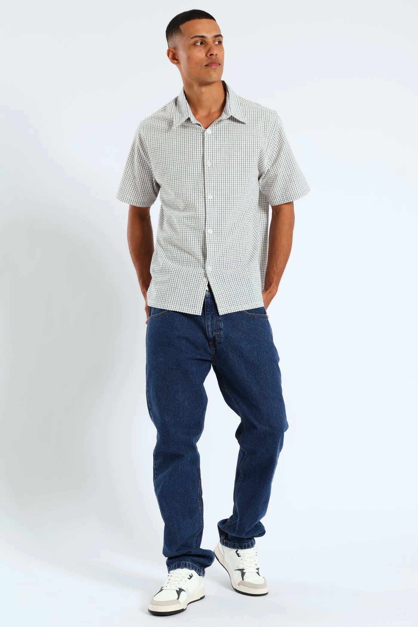 Short Sleeve Mini Check Shirt - Stone sold by Edgars product image thumbnail 2
