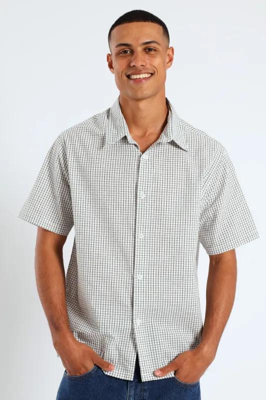 Short Sleeve Mini Check Shirt - Stone sold by Edgars 