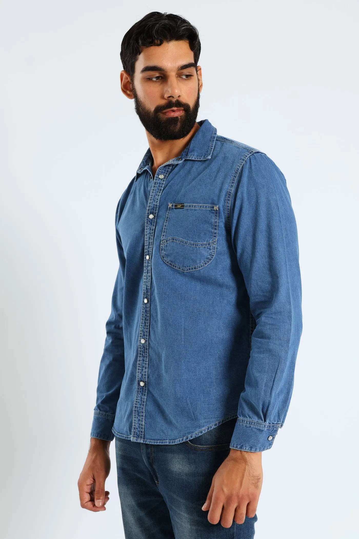 Long Sleeve Lazy Denim Shirt - Medium Wash sold by Edgars product image thumbnail 3
