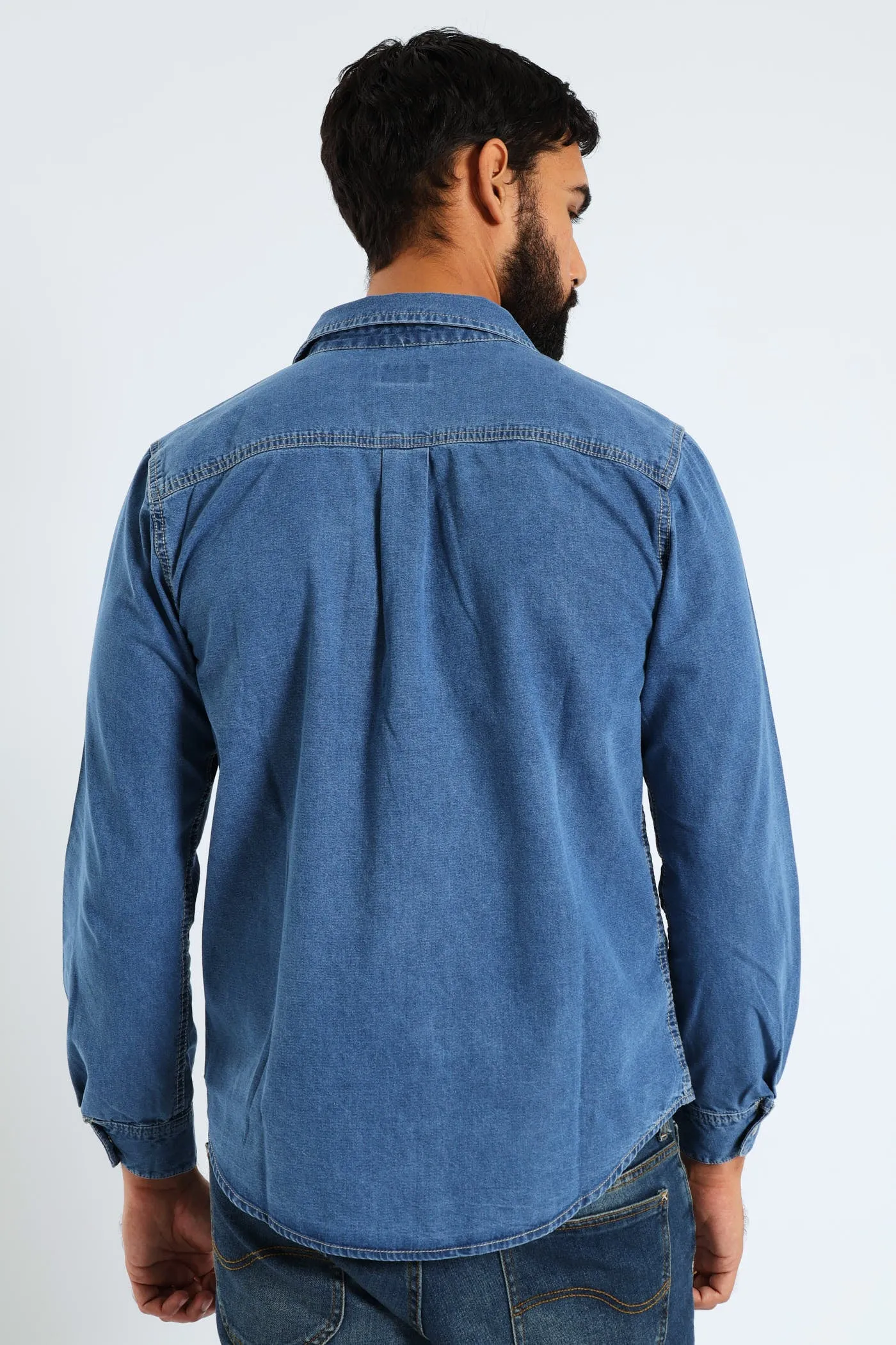 Long Sleeve Lazy Denim Shirt - Medium Wash sold by Edgars product image thumbnail 4