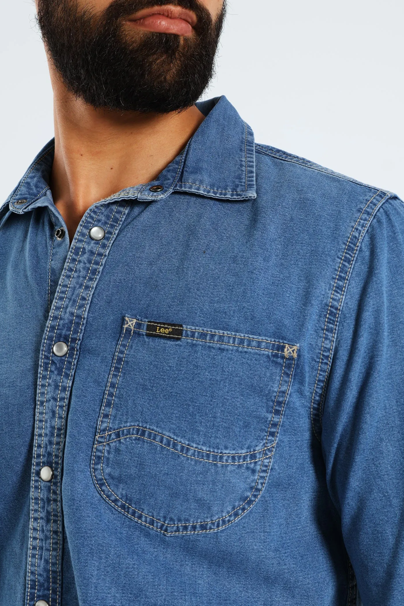 Long Sleeve Lazy Denim Shirt - Medium Wash sold by Edgars product image thumbnail 2