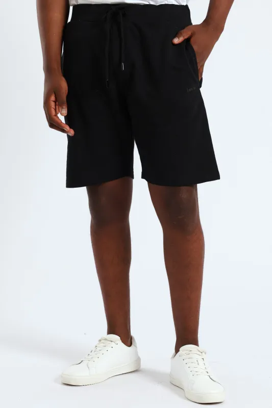 Basic Side Pocket Fleece Shorts - Black sold by Edgars
