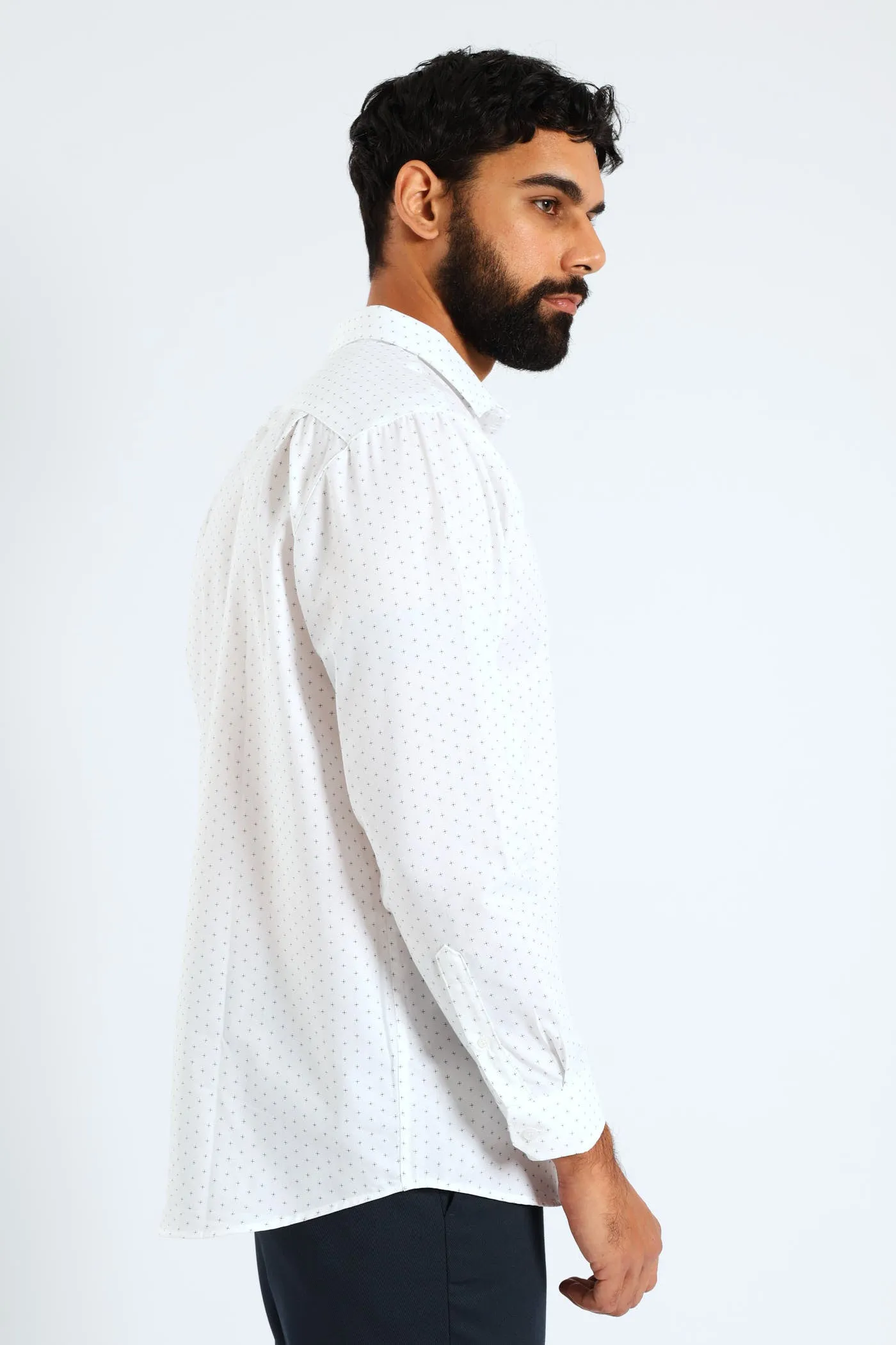 Textured Ditsy Two-Tone Shirt - Navy/White sold by Edgars product image thumbnail 4