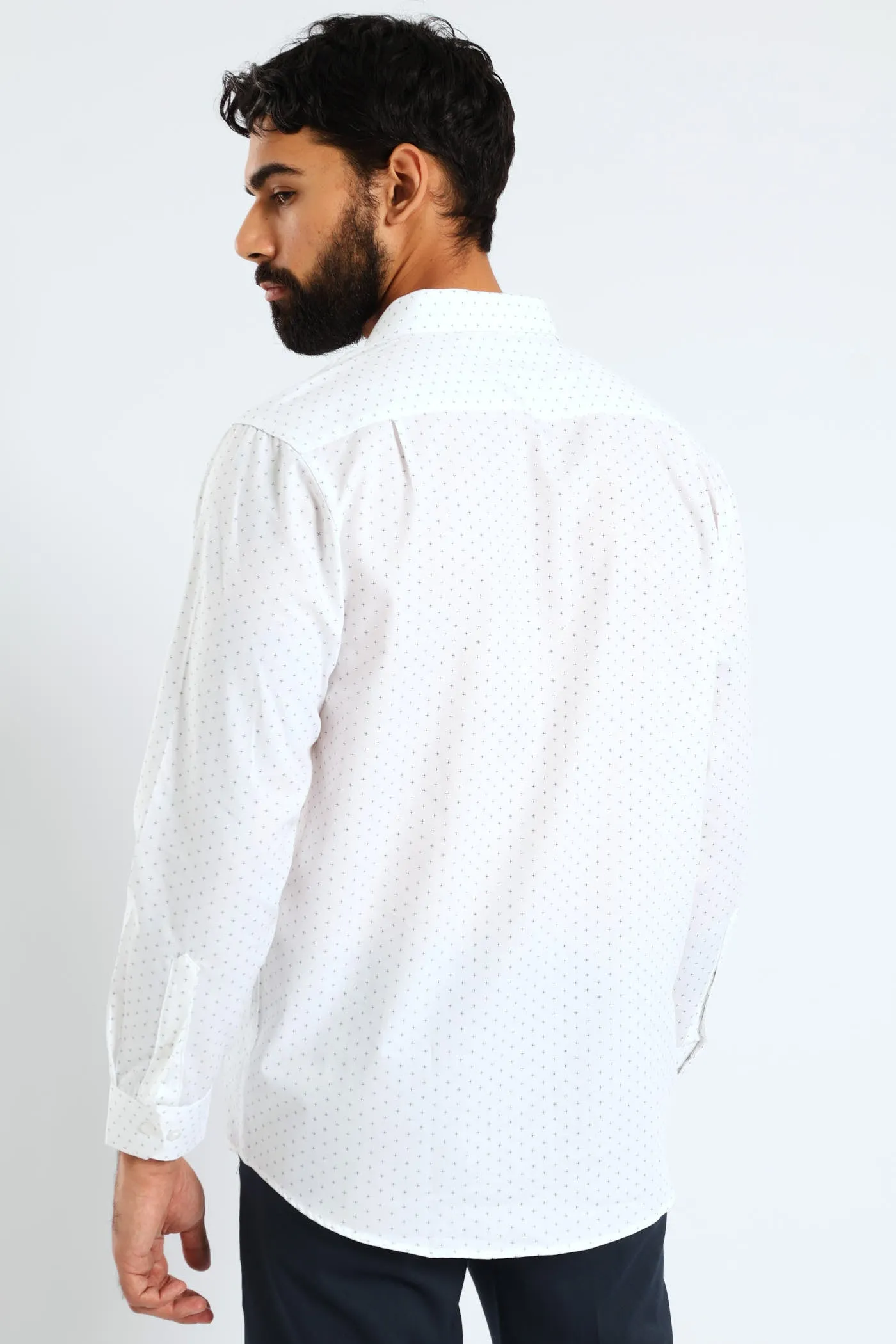 Textured Ditsy Two-Tone Shirt - Navy/White sold by Edgars product image thumbnail 5