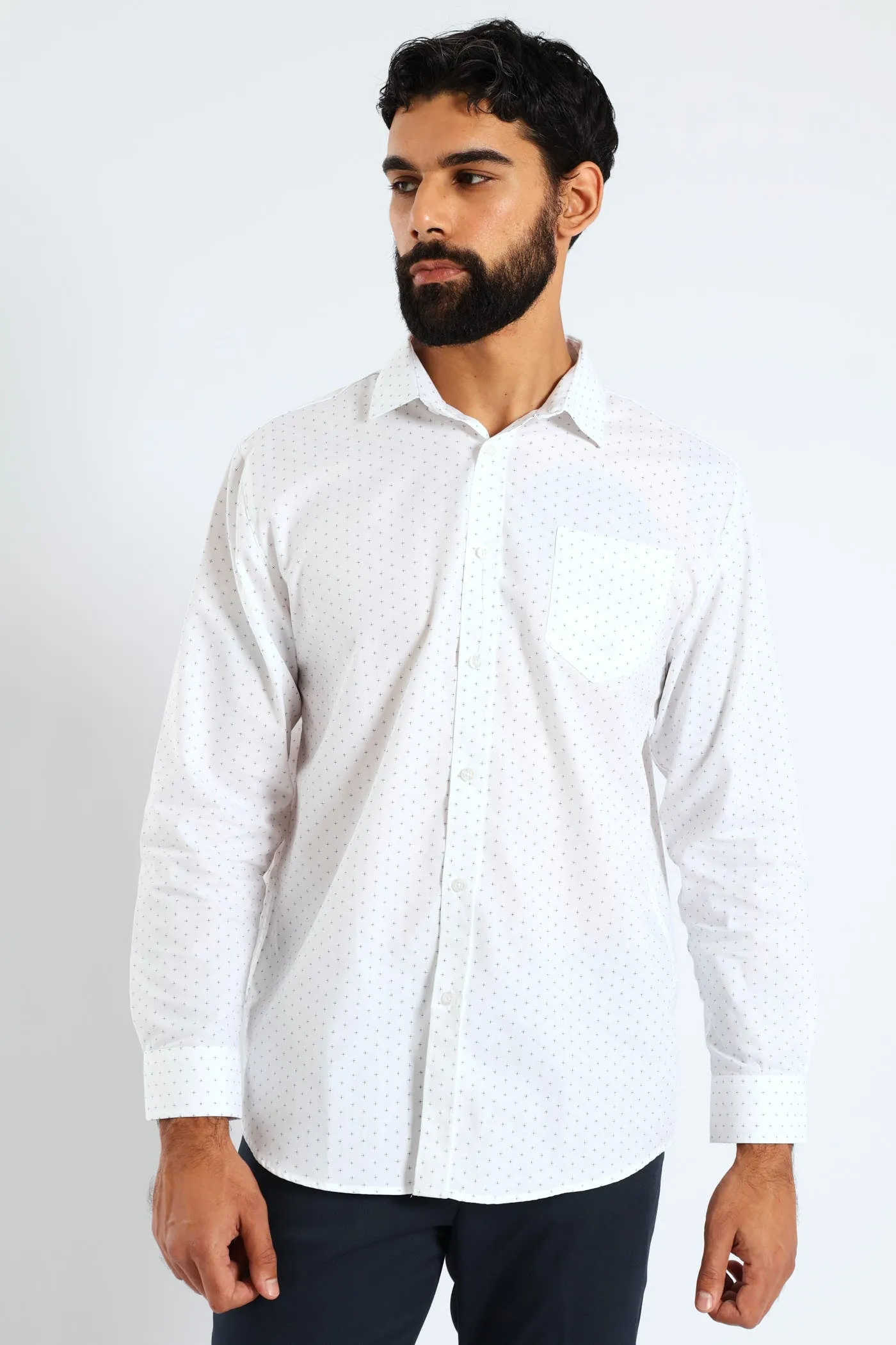 Textured Ditsy Two-Tone Shirt - Navy/White sold by Edgars product image thumbnail 3