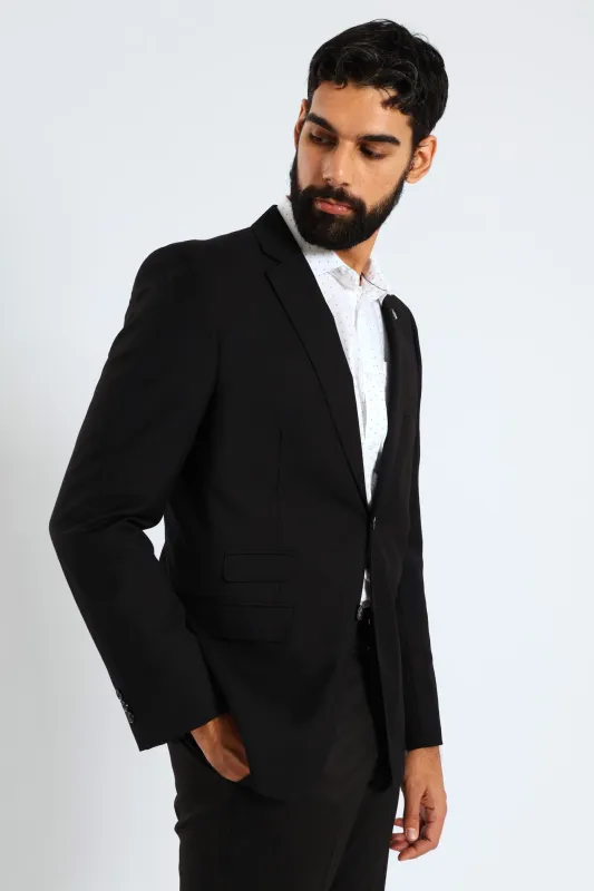 Regular Fit Viscose Blend Suit Jacket - Black made by Signature