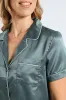 Button Through Short Set Satin - Mid Green sold by Edgars