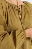 Long Sleeve Tie-Neck Voile Boho Blouse - Olive sold by Edgars 