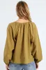 Long Sleeve Tie-Neck Voile Boho Blouse - Olive sold by Edgars 