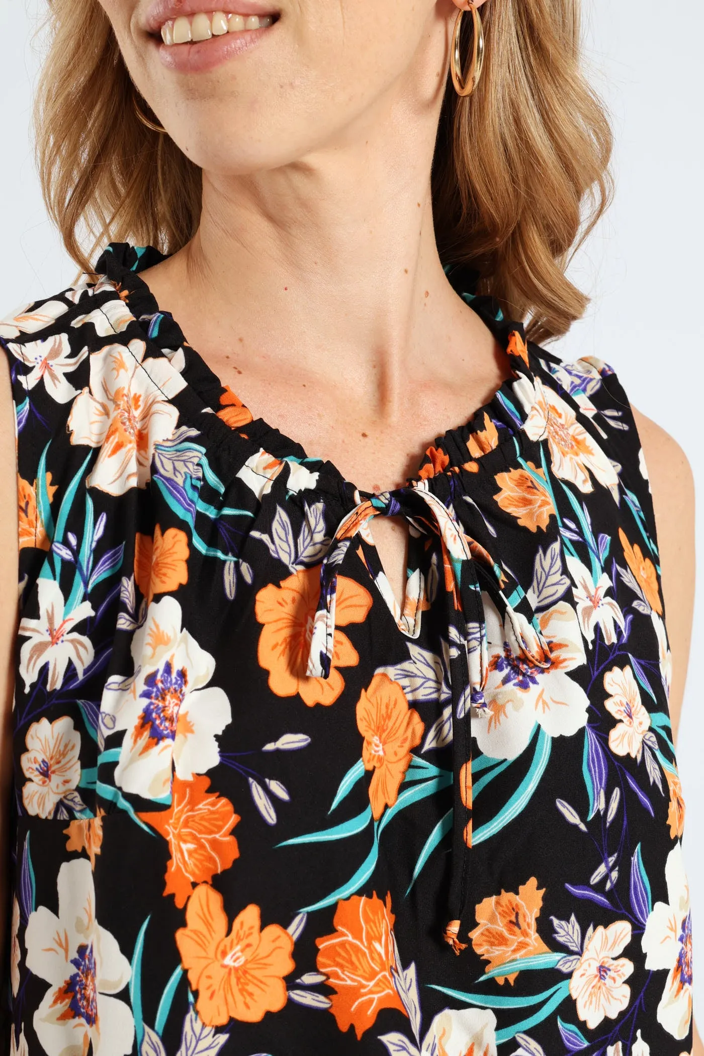 Frill Neck Drop Printed Hem Dress - Black sold by Edgars product image thumbnail 2