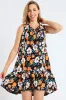 Frill Neck Drop Printed Hem Dress - Black sold by Edgars