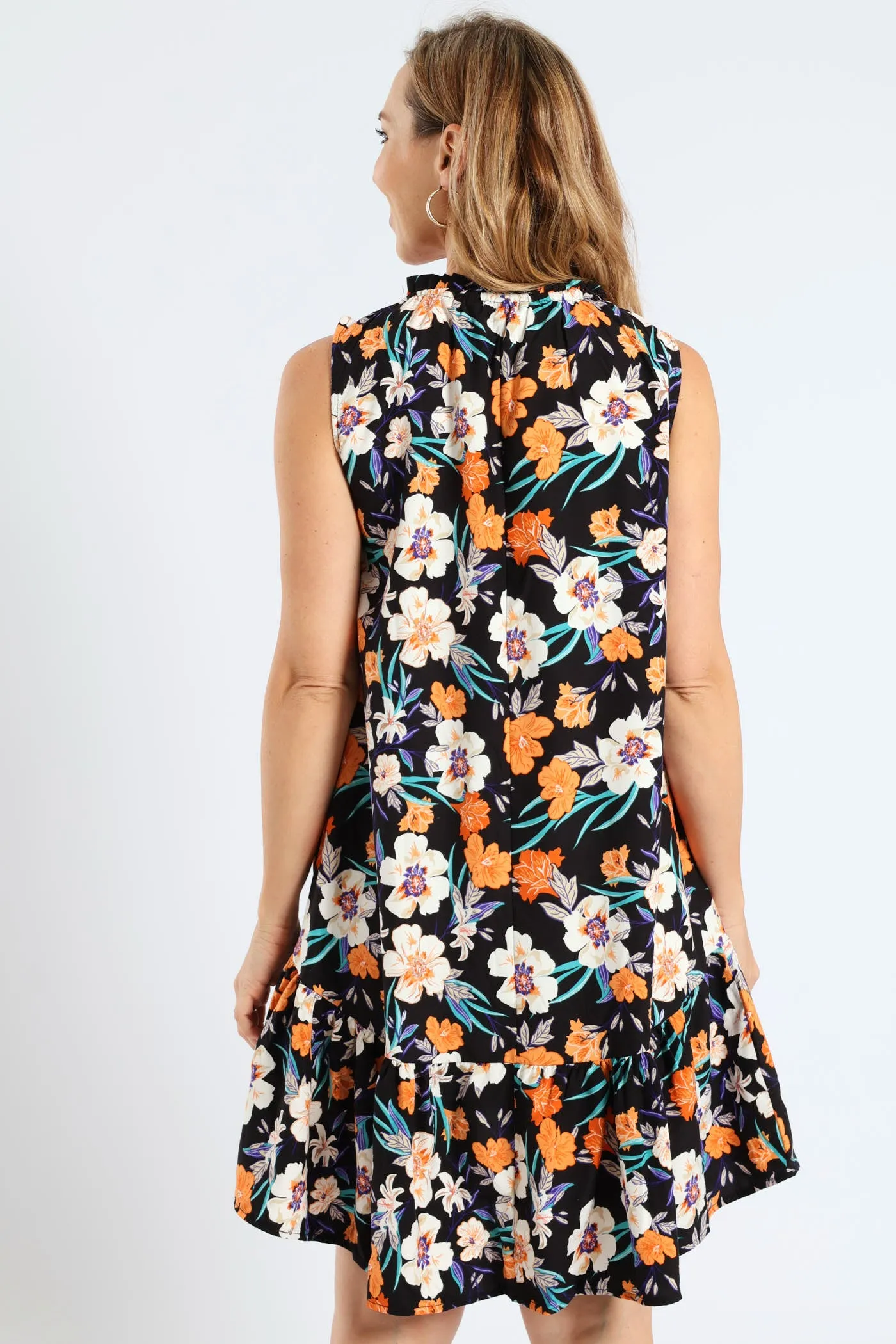 Frill Neck Drop Printed Hem Dress - Black sold by Edgars product image thumbnail 4