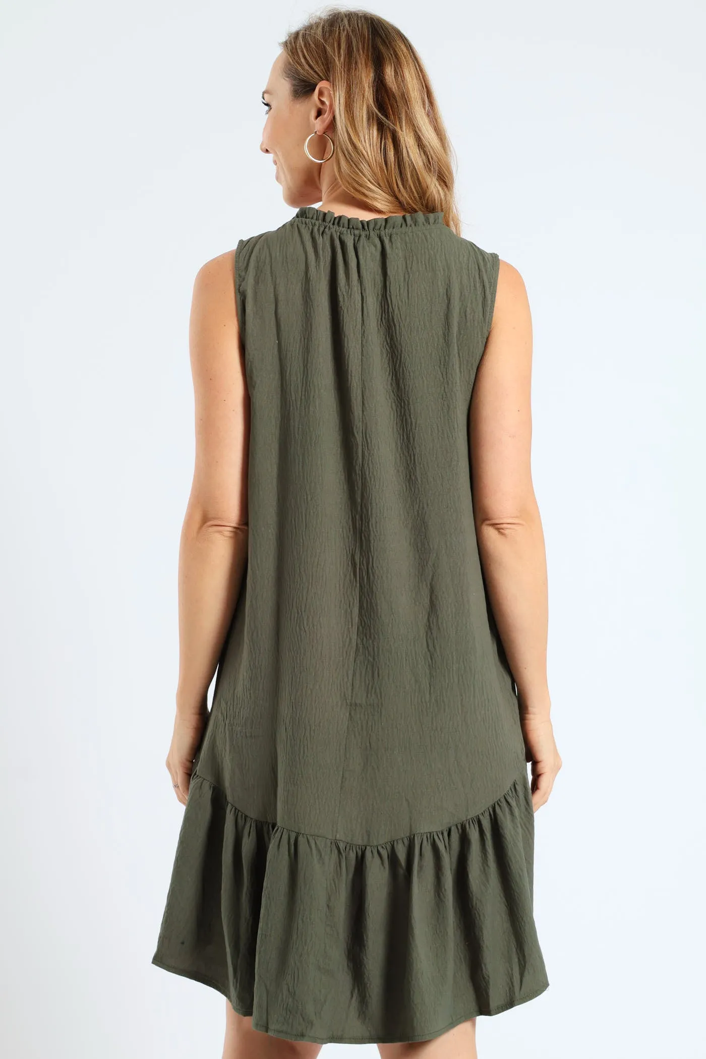 Frill Neck Drop Hem Dress - Light Fatigue sold by Edgars product image thumbnail 4