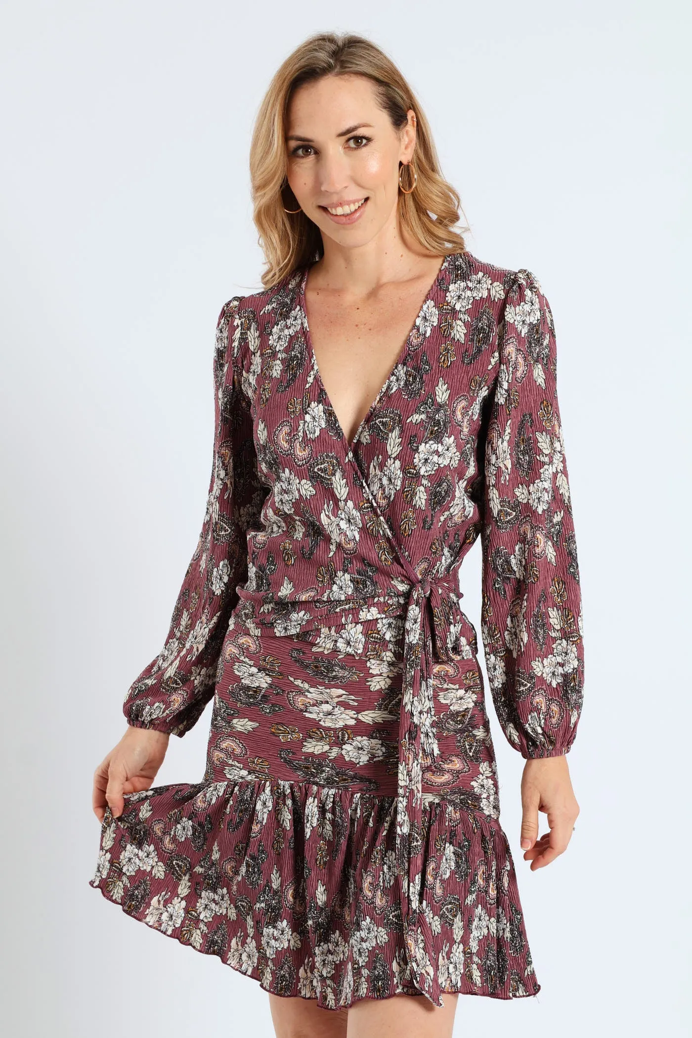 Long Sleep Wrap Plisse Top - Mauve sold by Edgars product image thumbnail 2