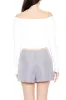 Long Sleeve Off Shoulder Cropped Sweater - White sold by Edgars