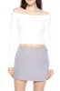 Long Sleeve Off Shoulder Cropped Sweater - White sold by Edgars