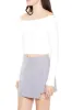 Long Sleeve Off Shoulder Cropped Sweater - White sold by Edgars